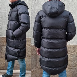 Дълго мъжко яке с качулка, City Man, Черно, 6839